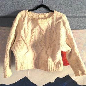 Anthropologie Sleeping on Snow crop sweater in off-white